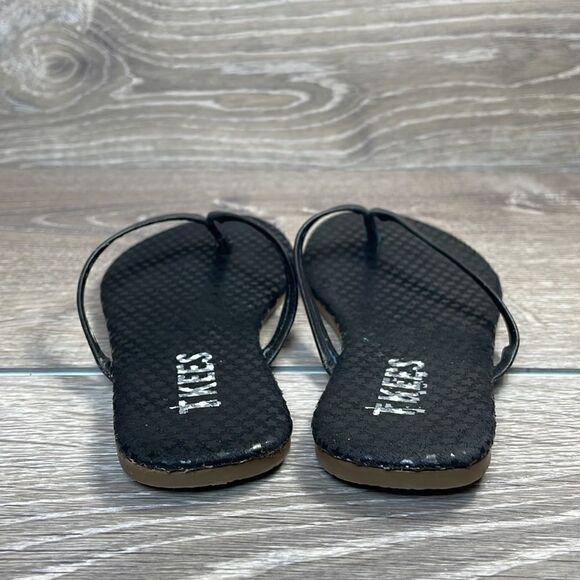 Tkees Black Thong Stars Toddler Girl Size 10/EUR 28 Slip On Flip Flop Sandals - Picture 4 of 10